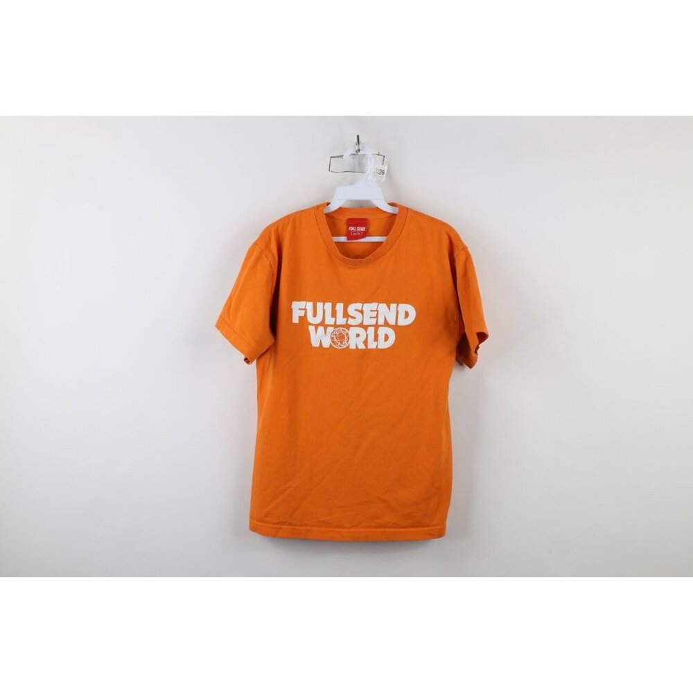 Streetwear Mens Medium Distressed Nelk Boys Full Send World T-Shirt Orange